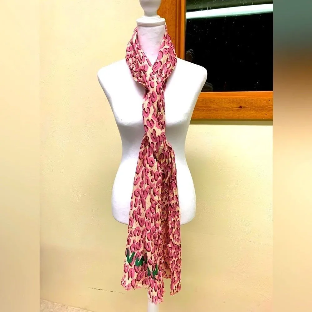 Auth Louis Vuitton Pink Lepord Print Limited Edition Stephen Sprouse Wrap Scarf